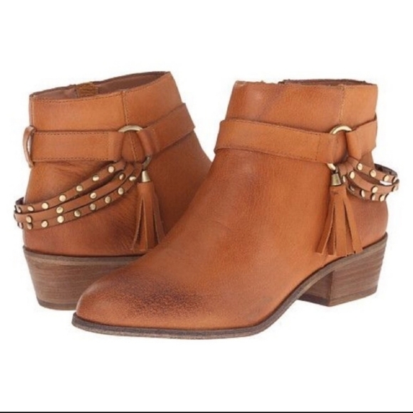 Chinese Laundry | Seasons Cognac Studded Leather Booties - Picture 1 of 7